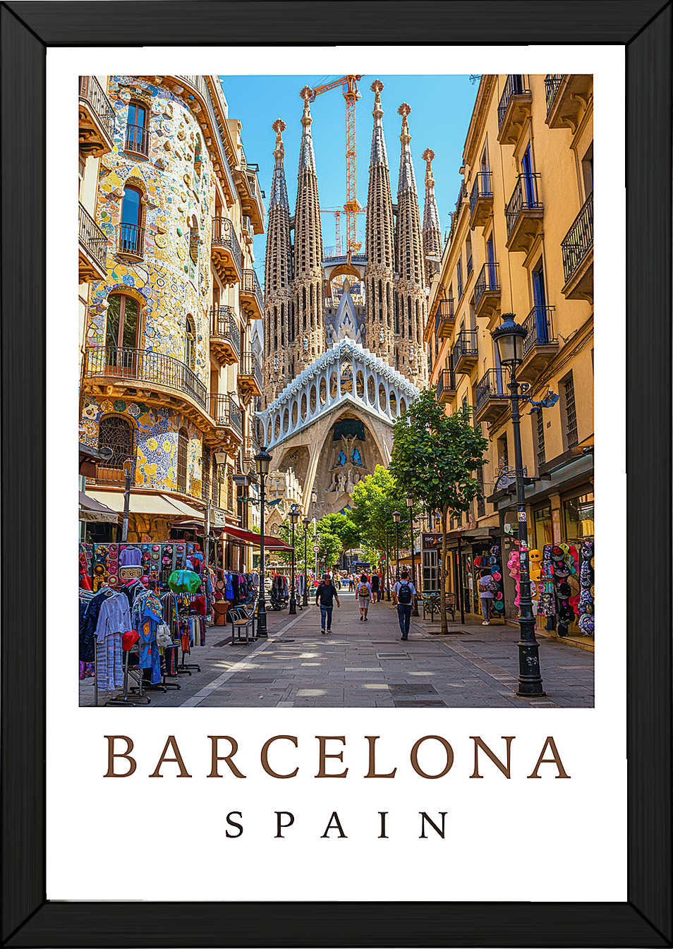 Barcelona Spain Travel Poster — Sagrada Familia Cityscape Print