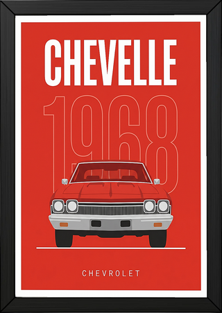 Chevrolet Chevelle 1968 Minimalist Poster — Red Muscle Car Line Art