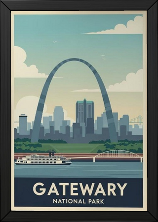 Gateway Arch National Park Poster — Vintage St. Louis Mississippi River Print