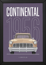 Lincoln Continental 1956 Minimalist Poster — Purple Classic Car Line Art