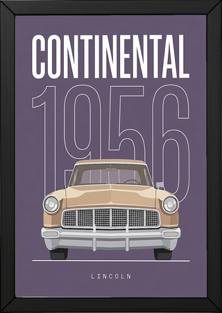 Lincoln Continental 1956 Minimalist Poster — Purple Classic Car Line Art