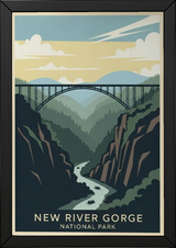 New River Gorge National Park Poster — Vintage West Virginia Bridge Whitewater Print