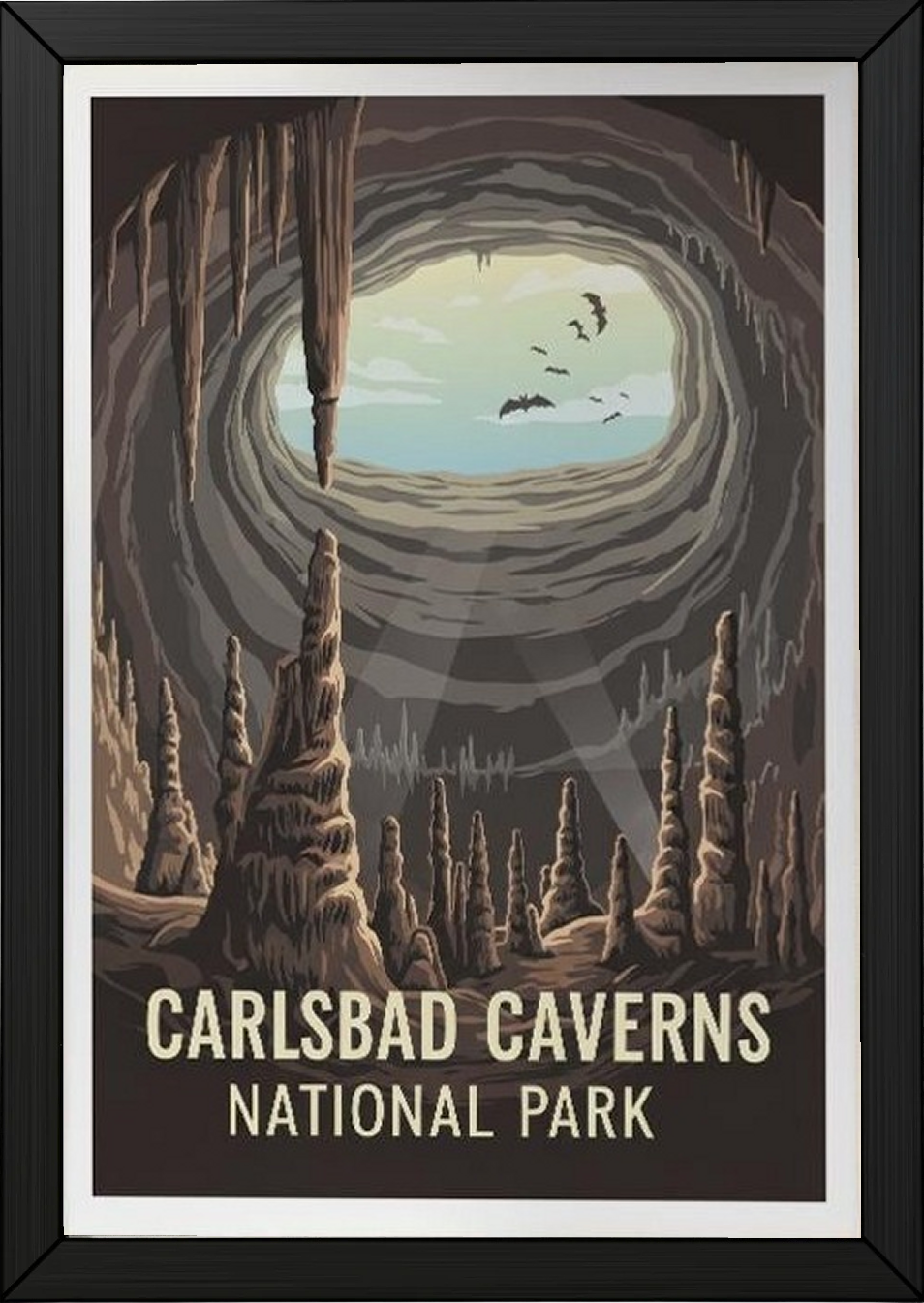 Carlsbad Caverns National Park Poster — Vintage New Mexico Bat Cave Print