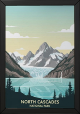 North Cascades National Park Poster — Vintage Washington Glacier Alpine Lake Print