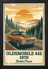 Oldsmobile 442 1970 Poster — Vintage Muscle Car Mountain Pine Print