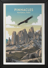 Pinnacles National Park Poster — Vintage California Condor Rock Spires Print