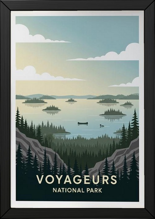 Voyageurs National Park Poster — Vintage Minnesota Canoe Lake Print