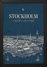 Stockholm Line Art Print — Navy Gamla Stan Old Town Skyline Wall Art