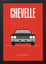 Chevrolet Chevelle 1968 V2 Minimalist Poster — Crimson Sedan Muscle Line Art