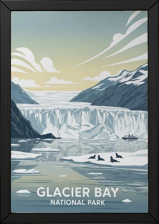 Glacier Bay National Park Poster — Vintage Alaska Tidewater Glacier Seal Print