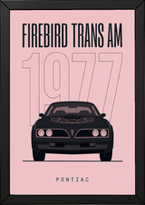 Pontiac Firebird Trans Am 1977 Minimalist Poster — Blush Pink Muscle Line Art