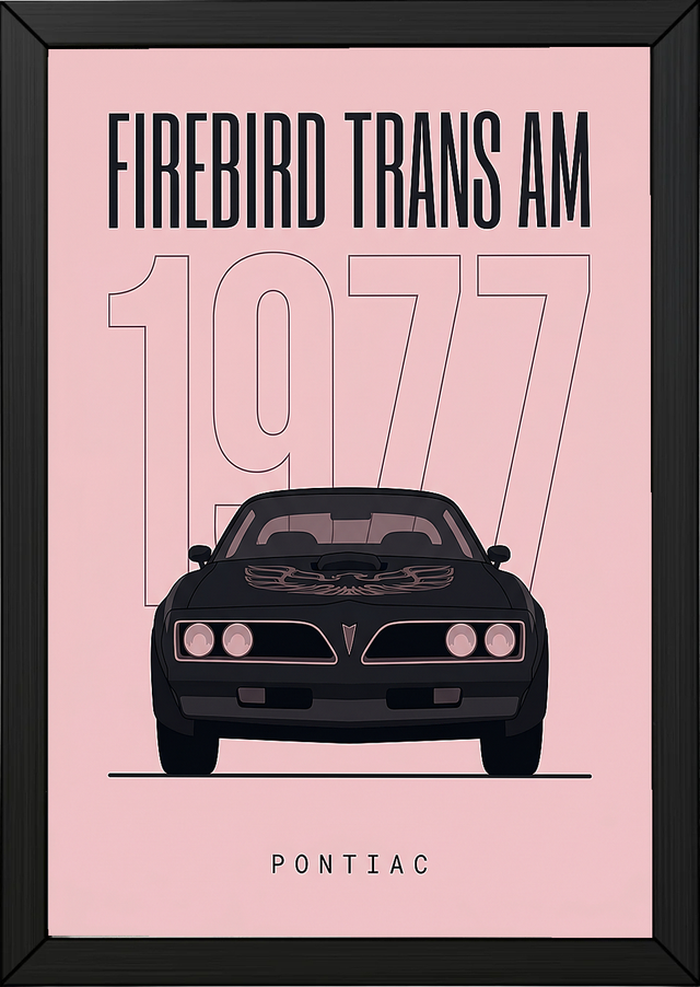 Pontiac Firebird Trans Am 1977 Minimalist Poster — Blush Pink Muscle Line Art