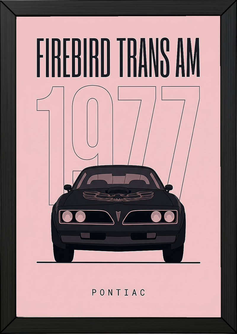Pontiac Firebird Trans Am 1977 Minimalist Poster — Blush Pink Muscle Line Art
