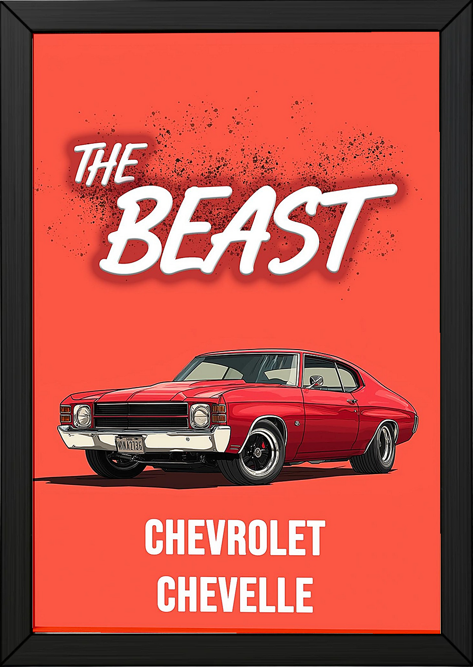 The Beast Chevy Chevelle Poster — Red Muscle Car Wall Art Print