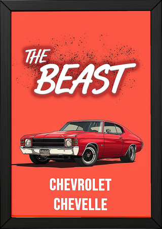 The Beast Chevy Chevelle Poster — Red Muscle Car Wall Art Print