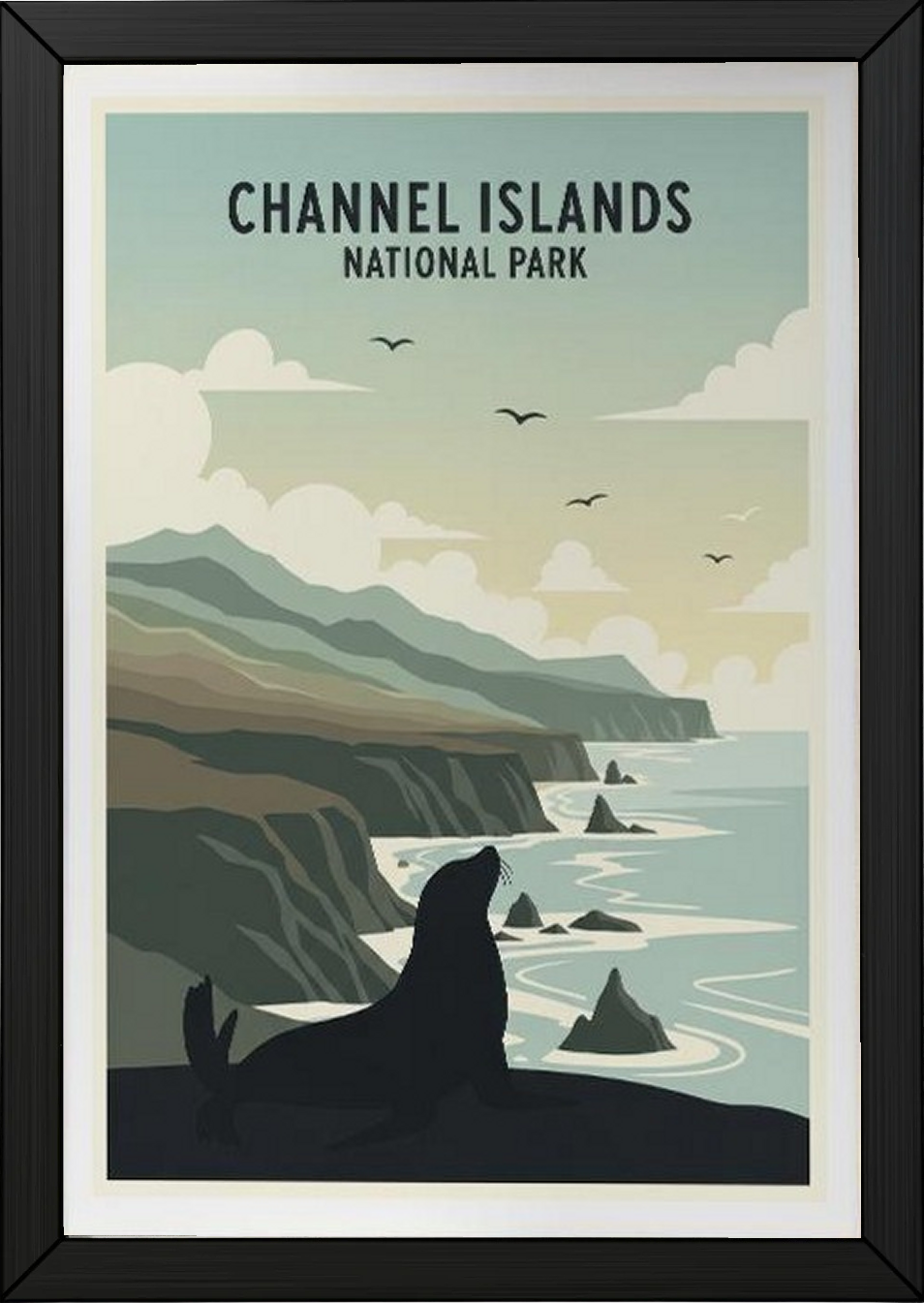 Channel Islands National Park Poster — Vintage California Sea Lion Coast Print