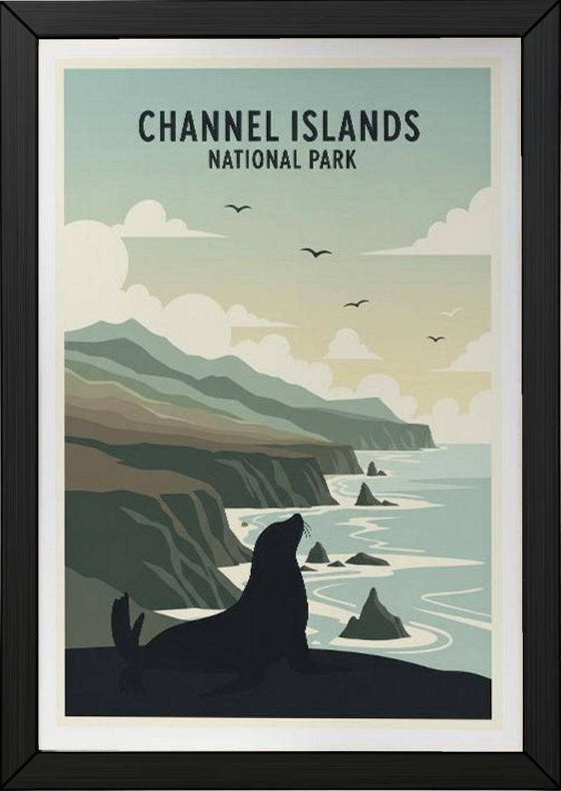 Channel Islands National Park Poster — Vintage California Sea Lion Coast Print