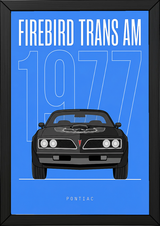 Pontiac Firebird Trans Am 1977 V2 Royal Blue Minimalist Poster — Bandit Muscle Line Art