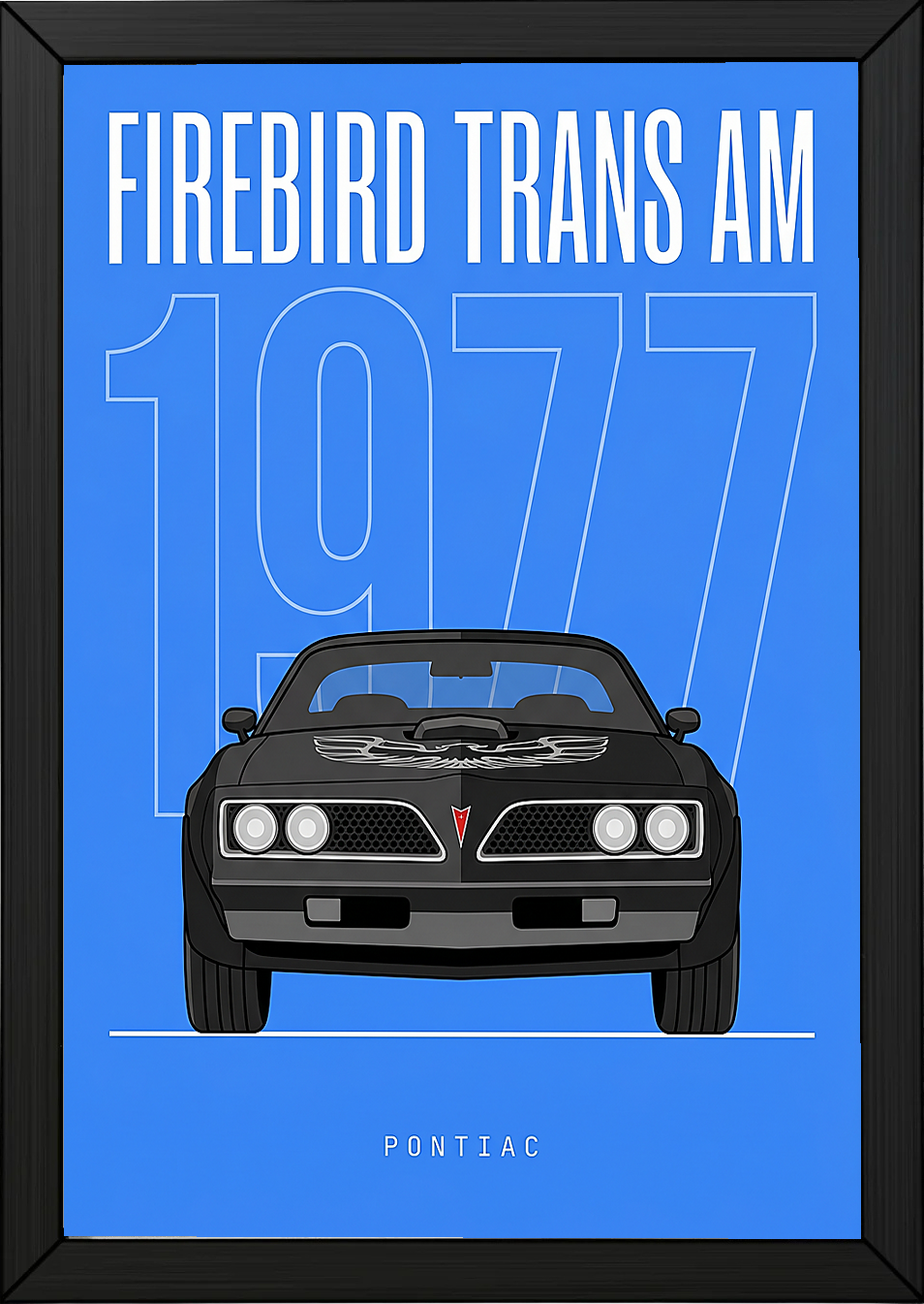 Pontiac Firebird Trans Am 1977 V2 Royal Blue Minimalist Poster — Bandit Muscle Line Art