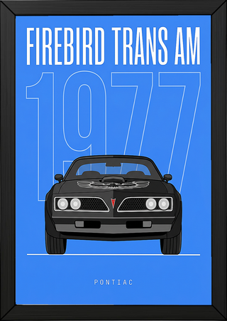 Pontiac Firebird Trans Am 1977 V2 Royal Blue Minimalist Poster — Bandit Muscle Line Art