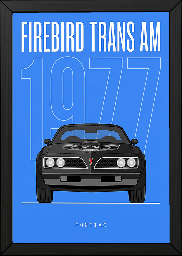 Pontiac Firebird Trans Am 1977 V2 Royal Blue Minimalist Poster — Bandit Muscle Line Art