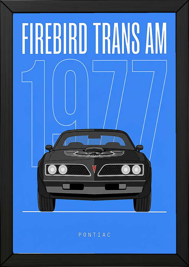 Pontiac Firebird Trans Am 1977 V2 Royal Blue Minimalist Poster — Bandit Muscle Line Art