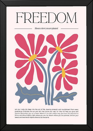 Freedom Bloom Where You Are Planted Floral Poster - Pink Daisy Wall Art Print