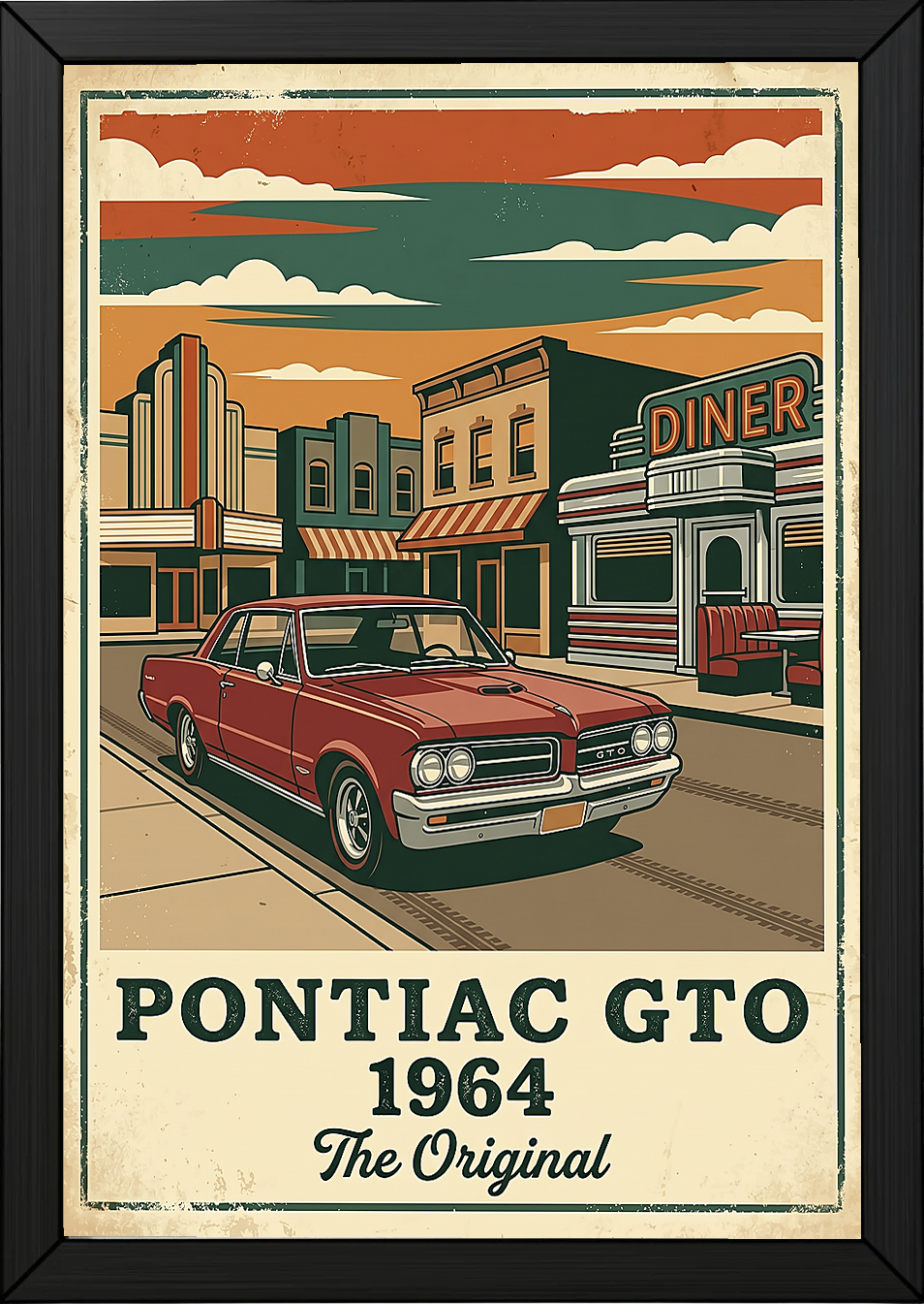 Pontiac GTO 1964 Poster — Vintage Muscle Car Diner Main Street Print