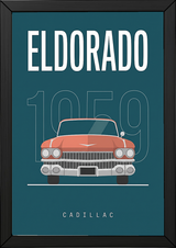 Cadillac Eldorado 1959 Minimalist Poster — Teal Tail-Fin Classic Line Art