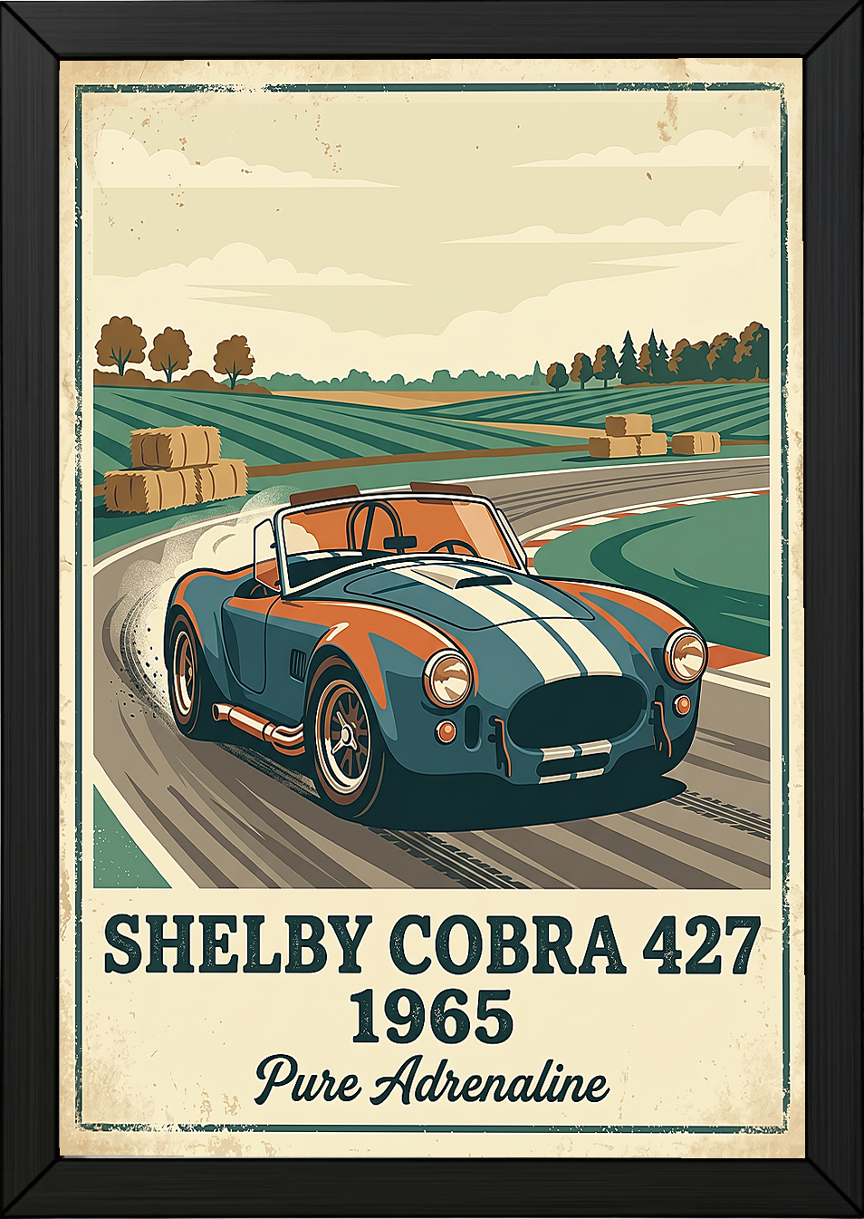 Shelby Cobra 427 1965 Poster — Vintage Race Track Roadster Print