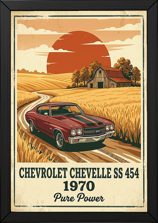 Chevrolet Chevelle SS 454 1970 Poster — Vintage Muscle Car Country Barn Print