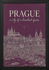 Prague Line Art Print — Plum Castle Charles Bridge Skyline Wall Art
