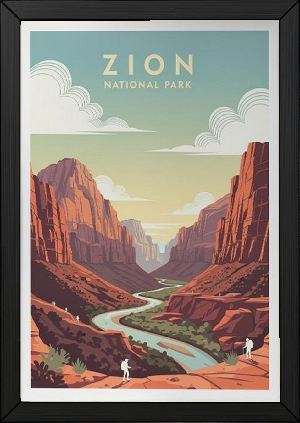 Zion National Park Poster — Vintage Utah Red Canyon Travel Print