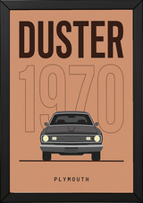 Plymouth Duster 1970 Minimalist Poster — Terracotta Muscle Car Line Art