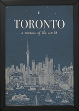 Toronto Line Art Print — Steel Navy CN Tower Skyline Harbourfront Wall Art