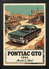 Pontiac GTO 1964 V2 Poster — Vintage Muscle Desert Junkyard Print