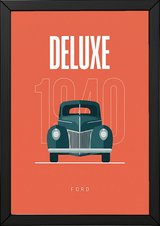 Ford Deluxe 1940 Minimalist Poster — Coral Pre-War Classic Line Art