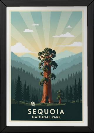 Sequoia National Park Poster — Vintage California General Sherman Tree Print