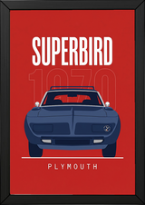 Plymouth Superbird 1970 Minimalist Poster — Red Aero Wing Muscle Line Art