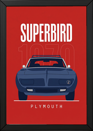 Plymouth Superbird 1970 Minimalist Poster — Red Aero Wing Muscle Line Art