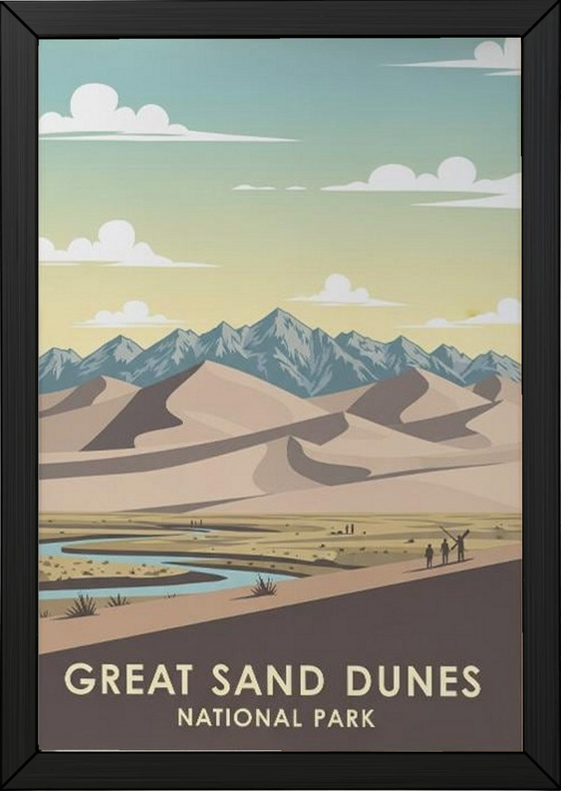 Great Sand Dunes National Park Poster — Vintage Colorado Dune Field Print