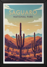Saguaro National Park Poster — Vintage Arizona Cactus Desert Sunset Print