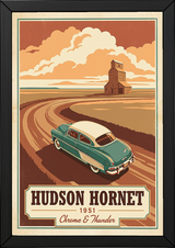 Hudson Hornet 1951 Poster — Vintage NASCAR Stock Car Prairie Print