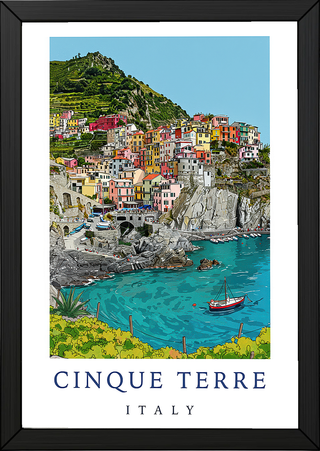 Cinque Terre Italy Travel Poster — Manarola Coastal Village Print