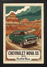 Chevrolet Nova SS 1972 V3 Poster — Vintage Muscle Badlands Canyon Print