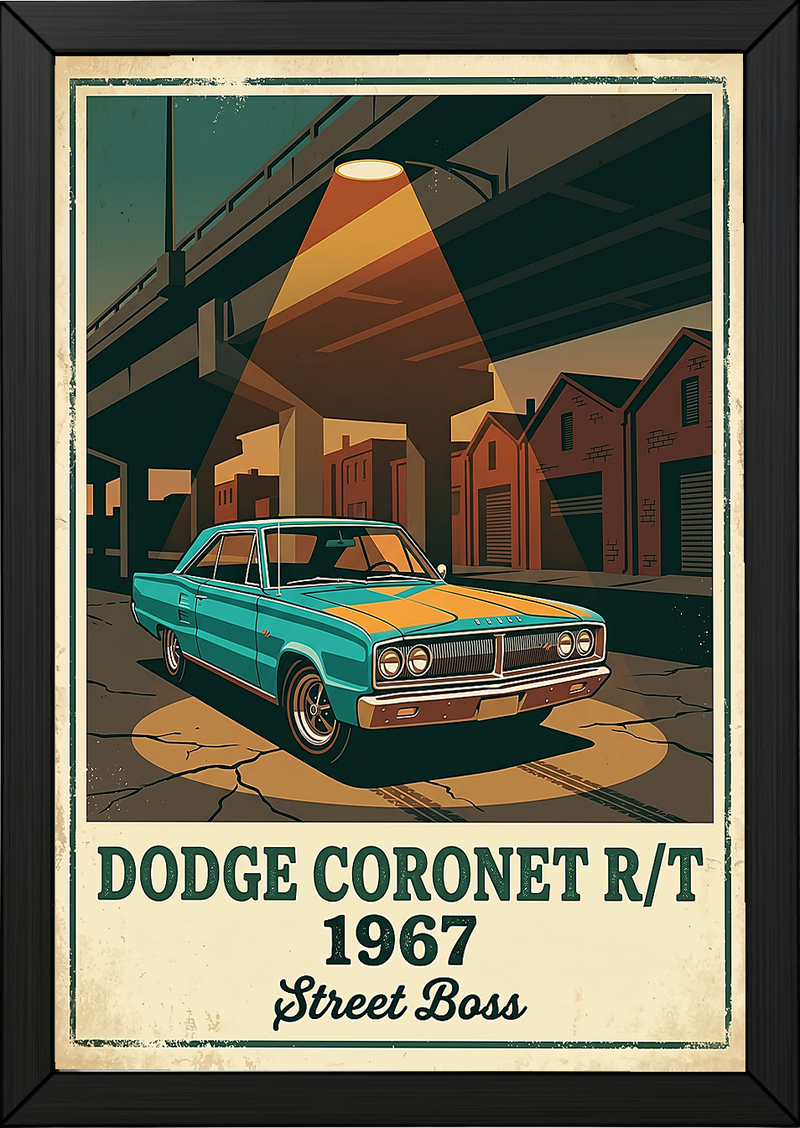 Dodge Coronet R/T 1967 Poster — Vintage Muscle Car Urban Underpass Print