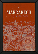 Marrakech Line Art Print — Terracotta Koutoubia Medina Skyline Wall Art