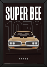 Dodge Super Bee 1970 Minimalist Poster — Black Muscle Car Line Art