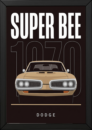 Dodge Super Bee 1970 Minimalist Poster — Black Muscle Car Line Art