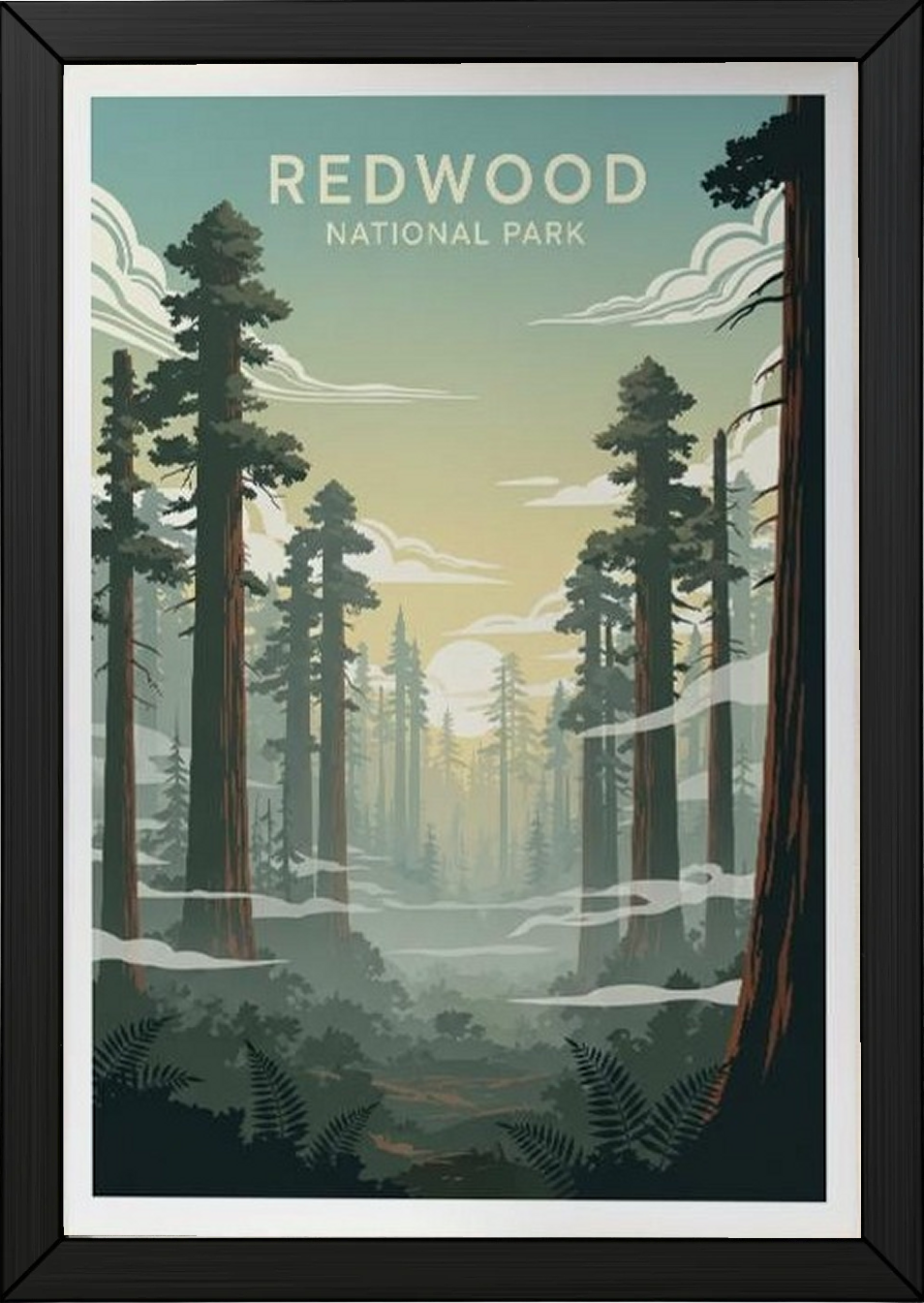 Redwood National Park Poster — Vintage California Towering Forest Print